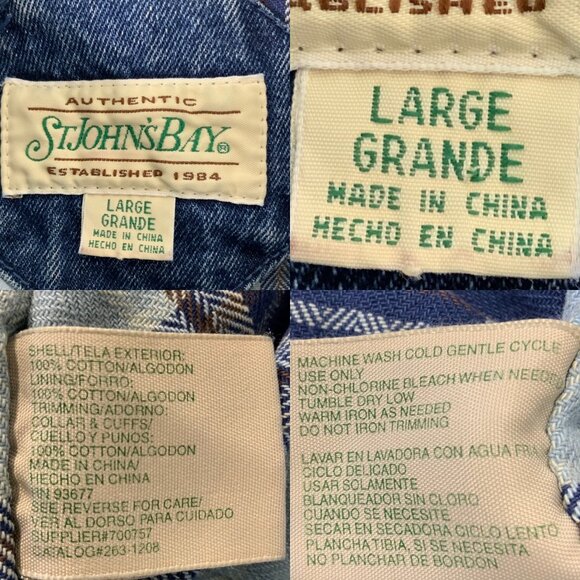 St. John's Bay Vintage Denim Barn Coat L Blue Button Front Pockets Chore Jacket - Picture 5 of 15